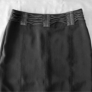 Betty Barclay Black long straight midi skirt Faux leather waistband EU 38